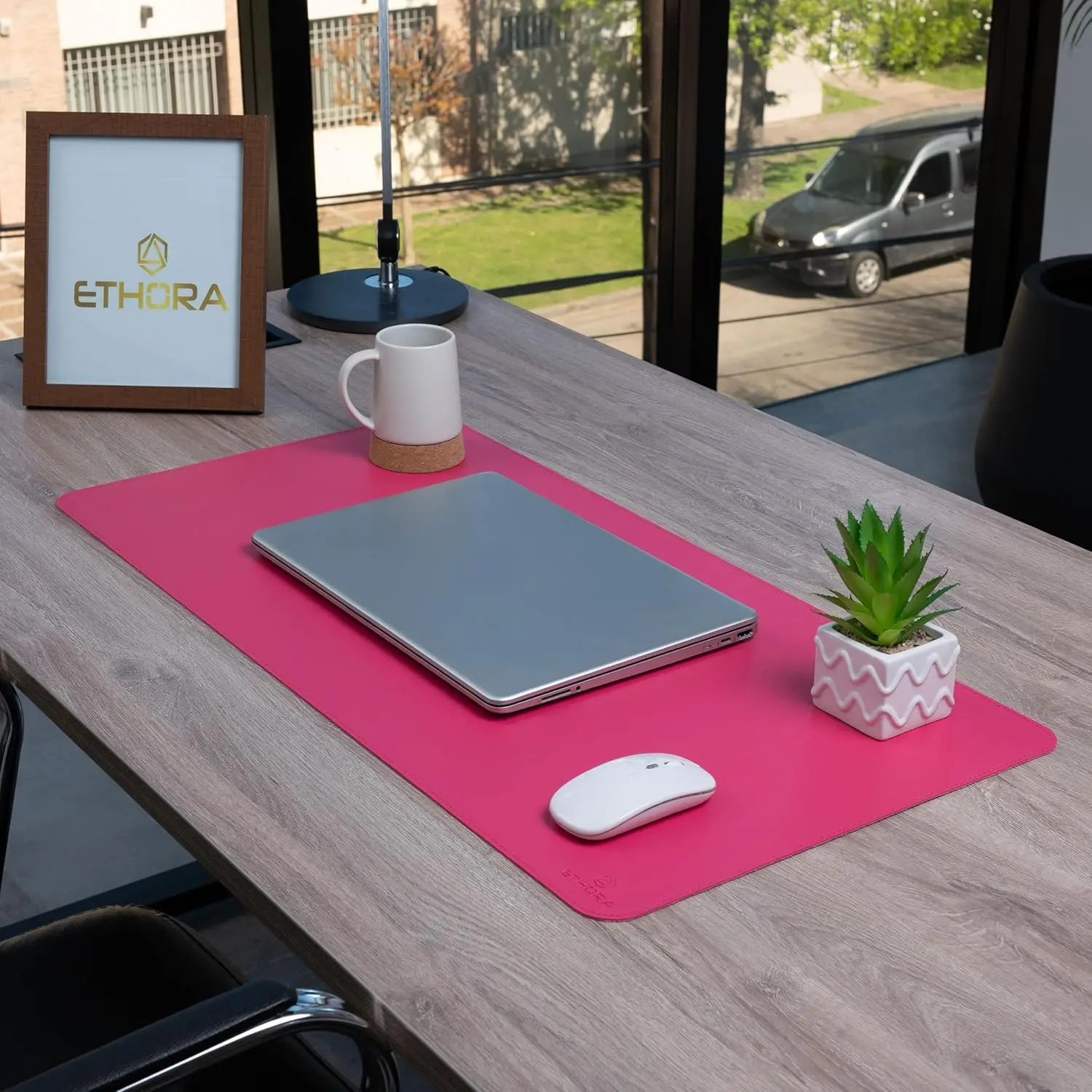 Leather Desk Pad - Desk Mat with Non-Slip Suede Base