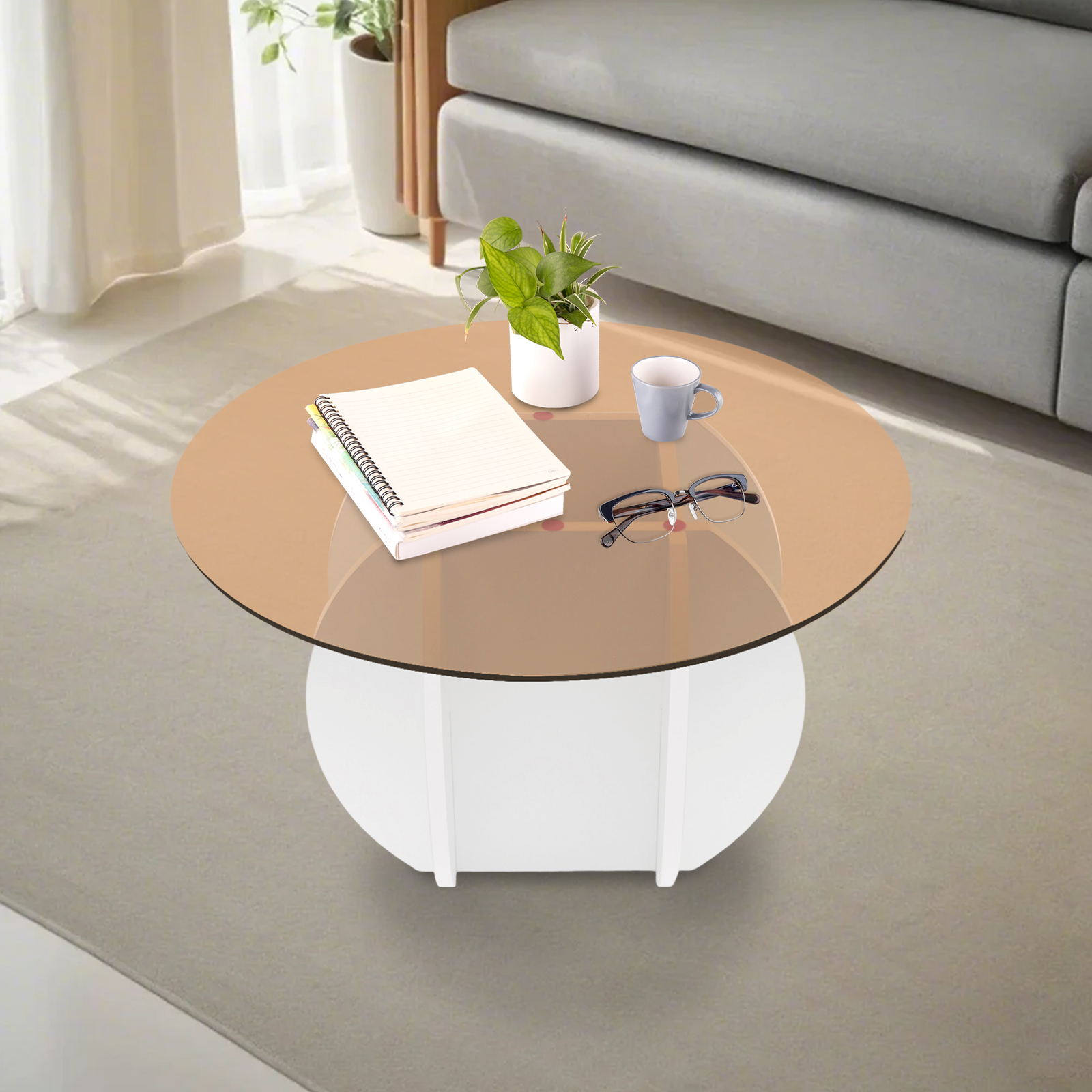 Modern Round Coffee Table 27.6 - مراجعة Book Weight Glass وسعره