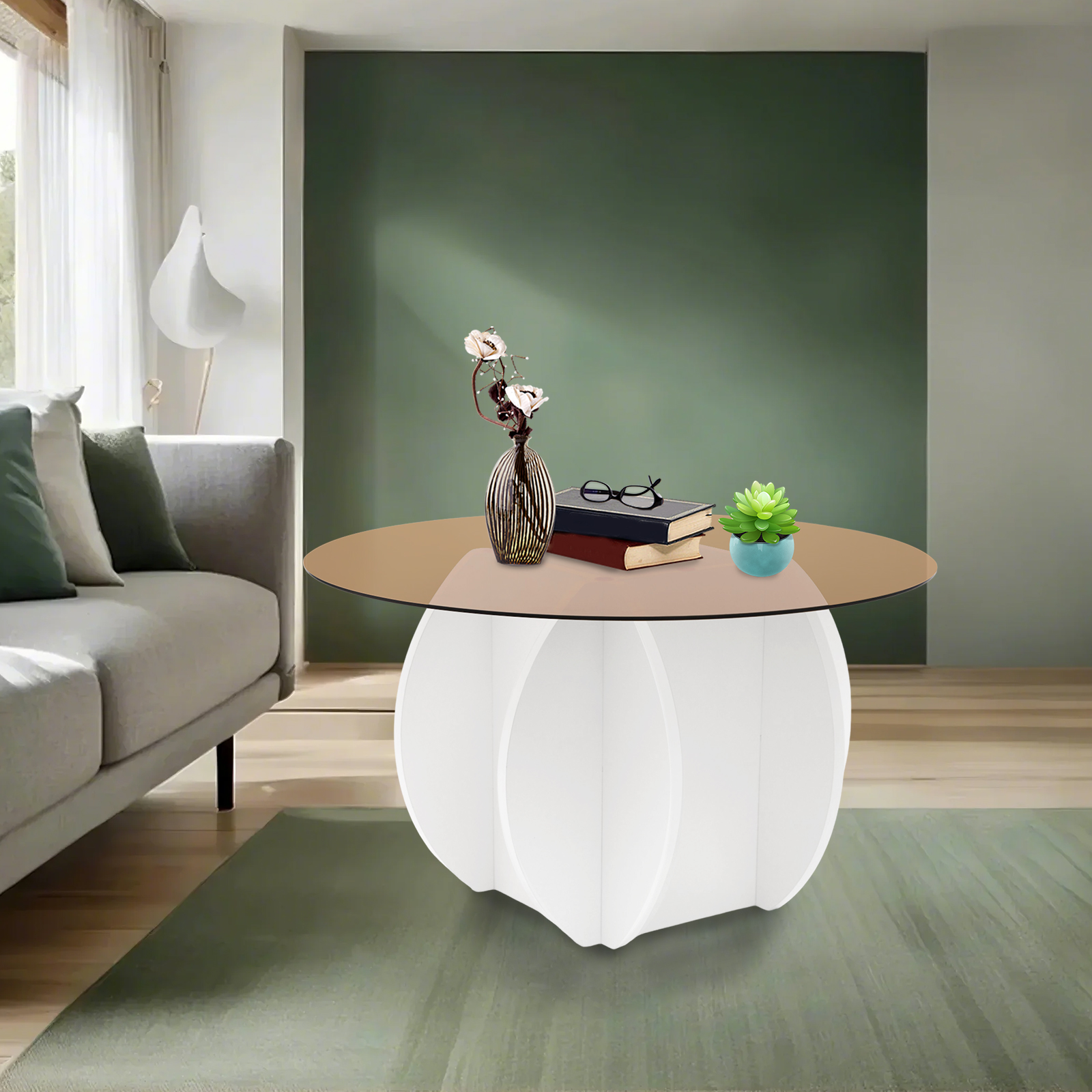 Modern Round Coffee Table 27.6 - مراجعة Book Weight Glass وسعره