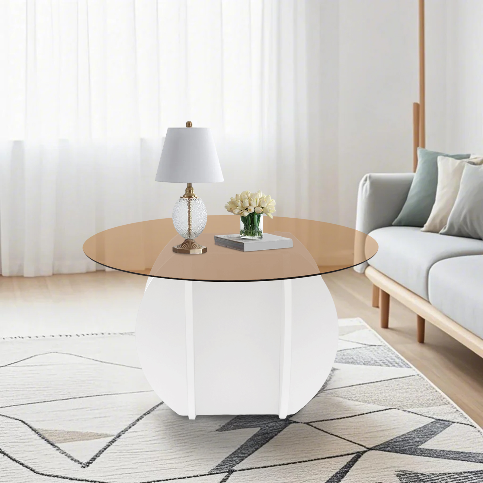 Modern Round Coffee Table 27.6 - مراجعة Book Weight Glass وسعره