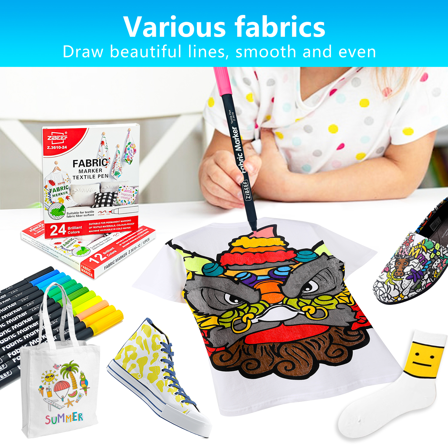 12/24 Color Fabric Markers-Fin - مراجعة Correction Pen Fine وسعره