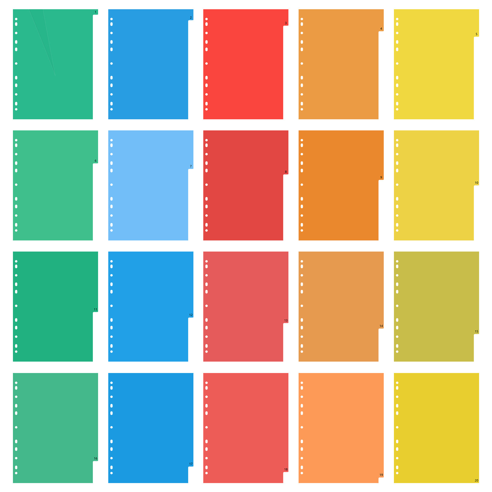 20 Pages A4 Colorful Plastic B - مراجعة Tab Divider A4 وسعره