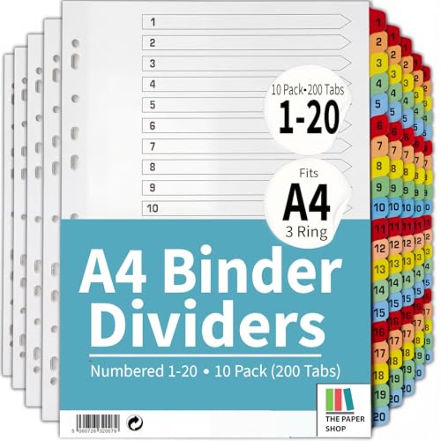 Binder Dividers with Tabs -20  - مراجعة Tab Divider A4 وسعره
