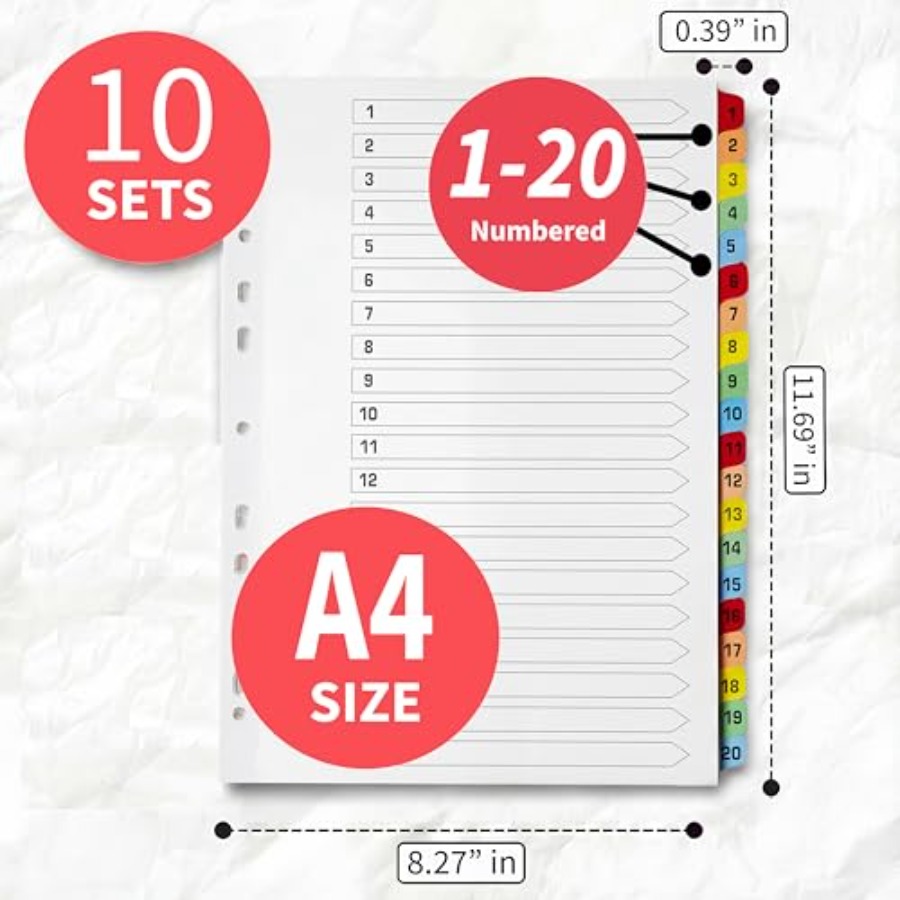 Binder Dividers with Tabs -20  - مراجعة Tab Divider A4 وسعره