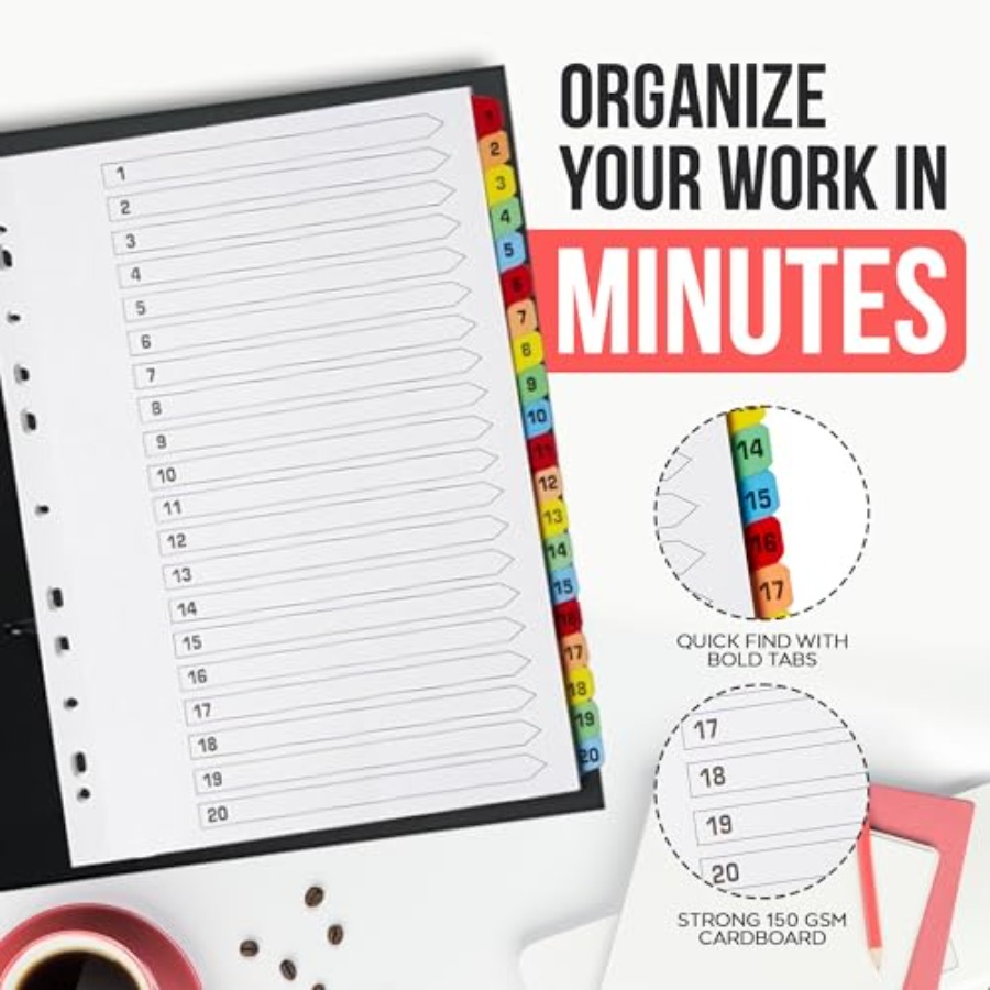 Binder Dividers with Tabs -20  - مراجعة Tab Divider A4 وسعره