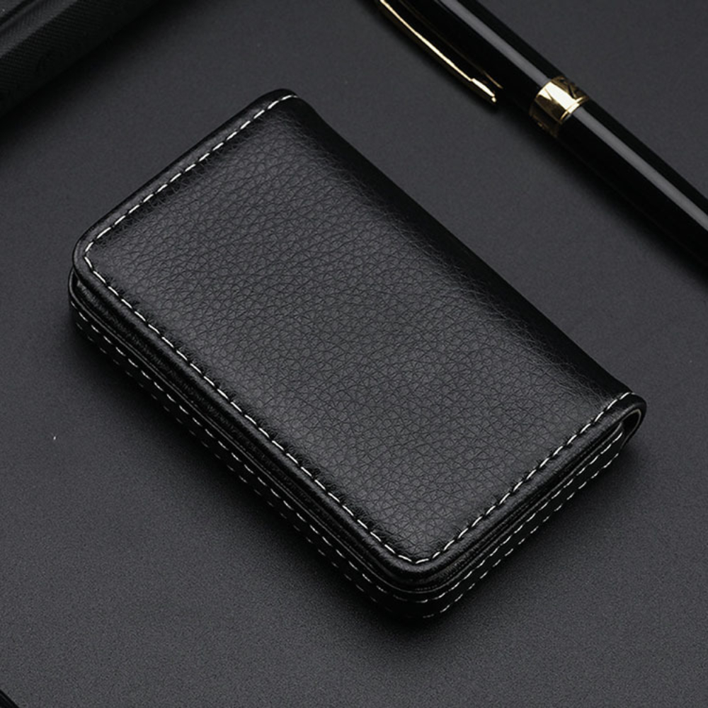 Sized Stitched PU Leather Cred - مراجعة Index Card Holder وسعره