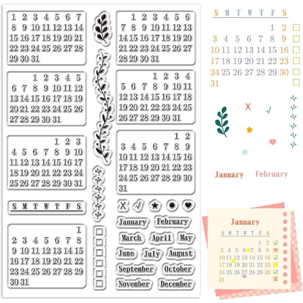 Calendar Clear Stamps Sheets R - مراجعة Rubber Date Stamp وسعره