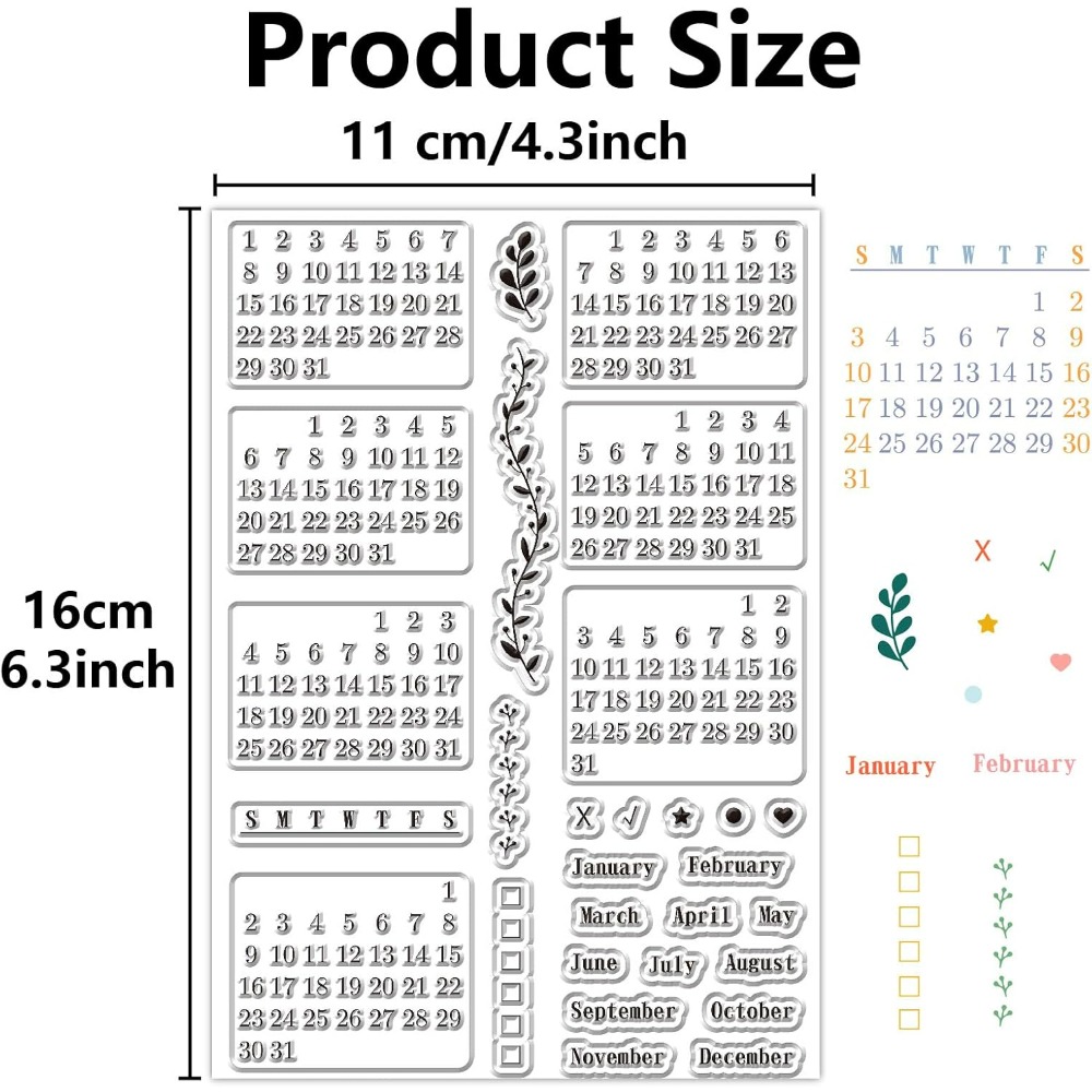 Calendar Clear Stamps Sheets R - مراجعة Rubber Date Stamp وسعره