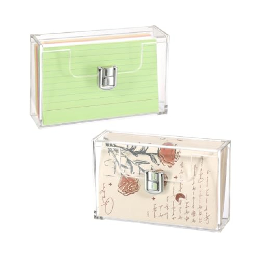 2 Pack Clear Acrylic Index Car - مراجعة Card Index Box وسعره