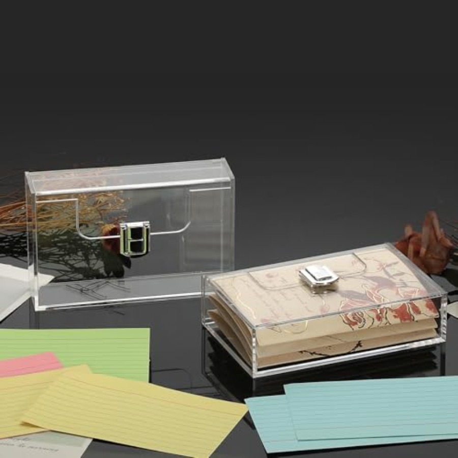 2 Pack Clear Acrylic Index Car - مراجعة Card Index Box وسعره