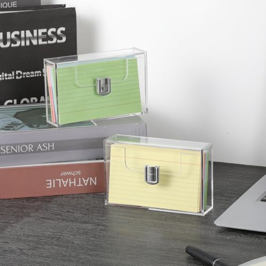 2 Pack Clear Acrylic Index Car - مراجعة Card Index Box وسعره