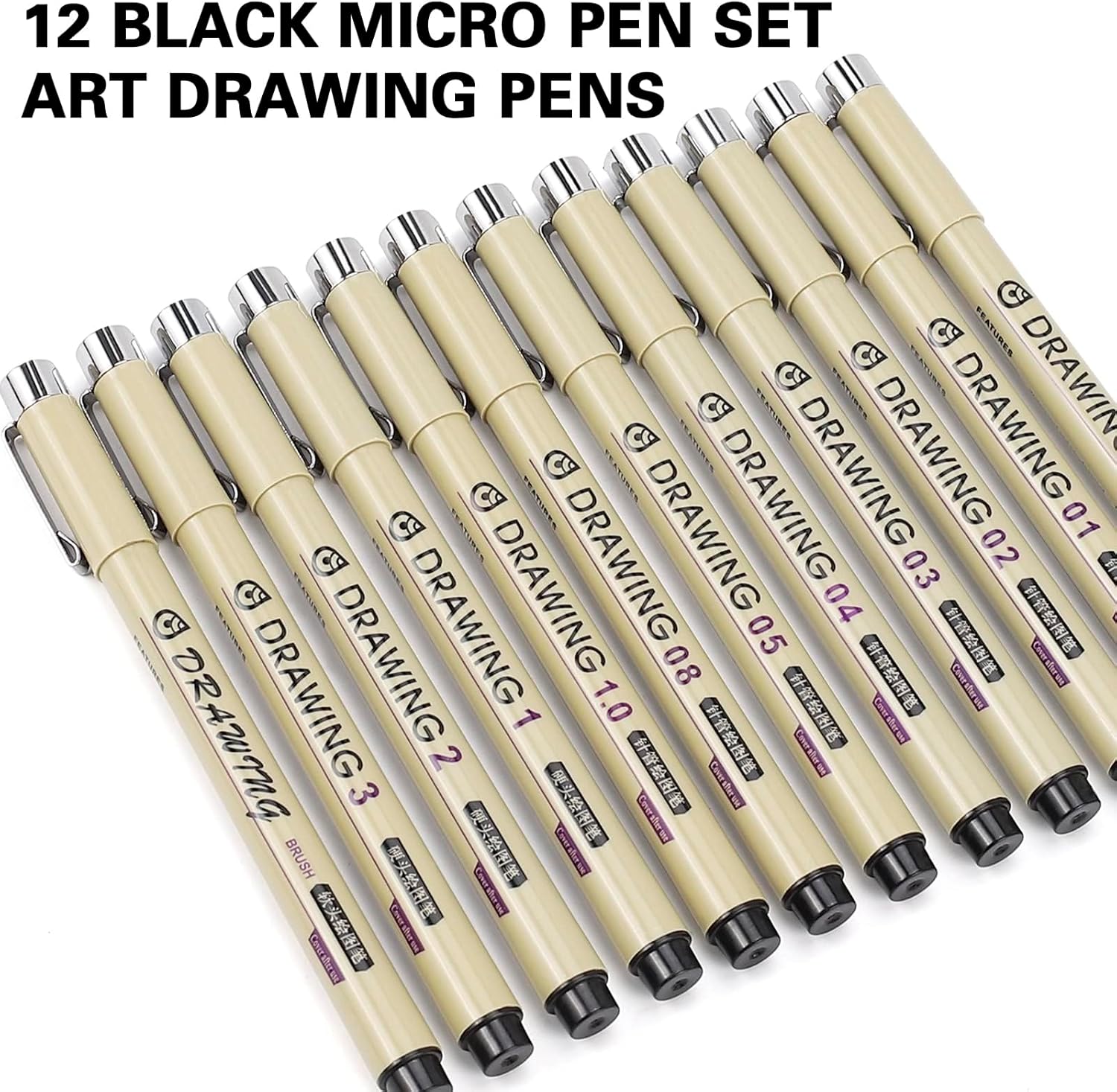12 Black Fine Line Drawing Pen - مراجعة Archive Box Set وسعره