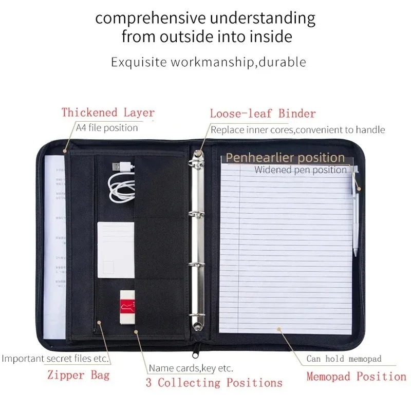 Large Black Business Portfolio - مراجعة Binder A4 Lever وسعره