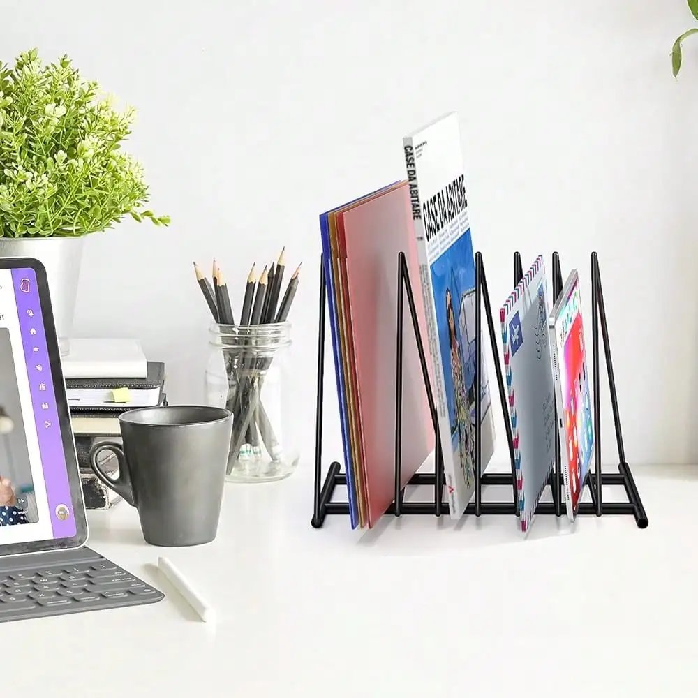 Triangle File Folder Racks,7 S - مراجعة Magazine Holder Rack وسعره
