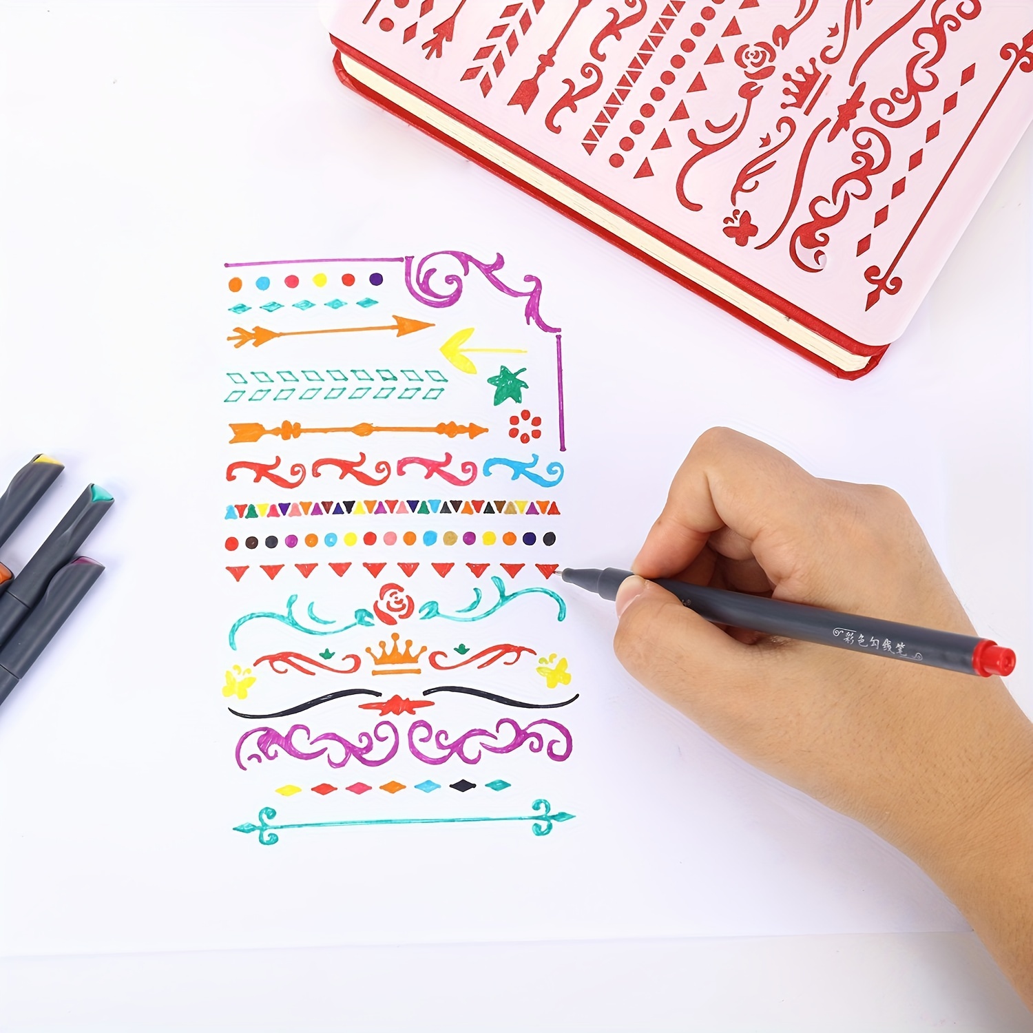 12-100pcs Colorful Line Drawin - مراجعة Correction Pen Fine وسعره
