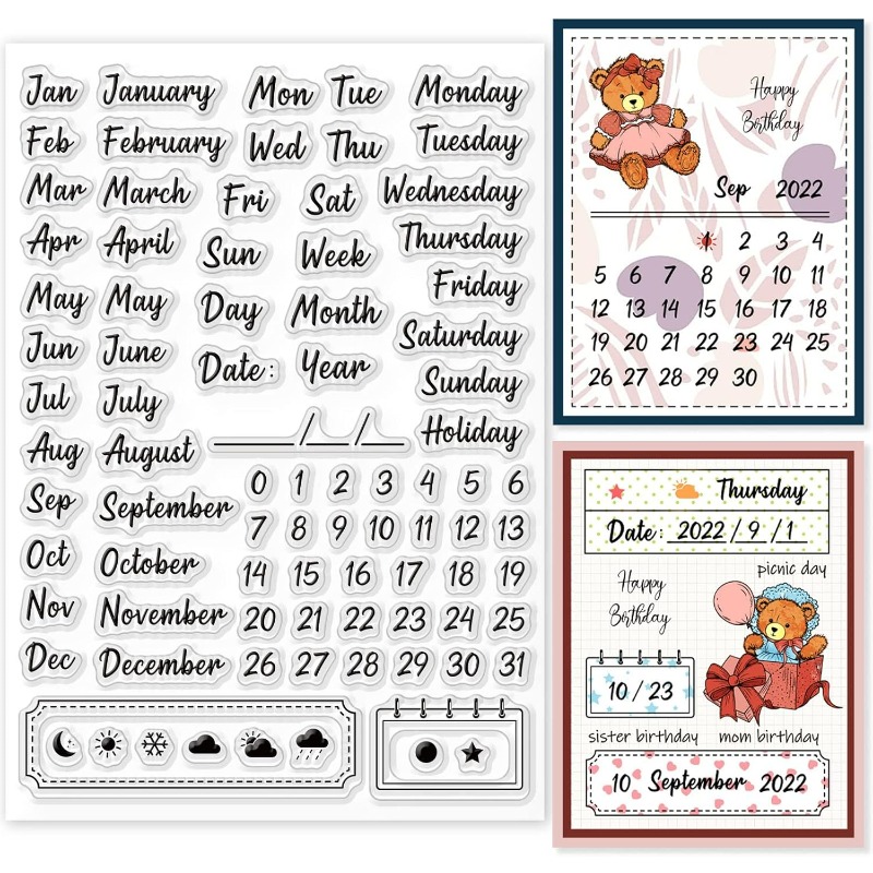 1PC 8.3x5.8in Calendar Clear S - مراجعة Rubber Date Stamp وسعره