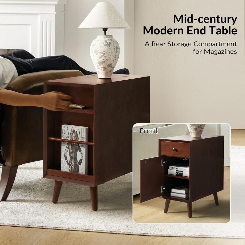 Walnut Charging Station End Ta - مراجعة Magazine Holder Rack وسعره