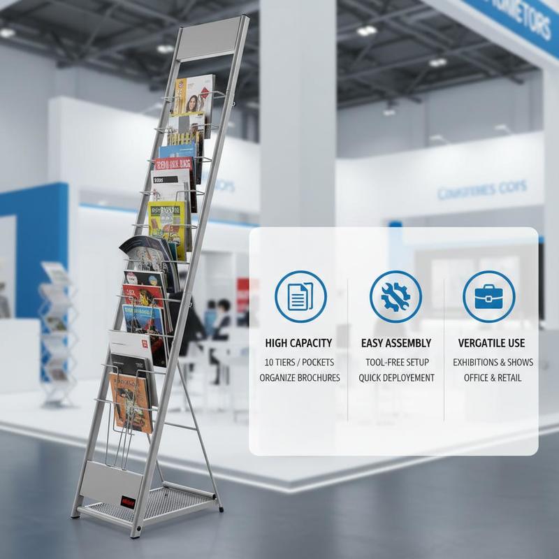 Brochure Display Rack, 10 Pock - مراجعة Magazine Holder Rack وسعره