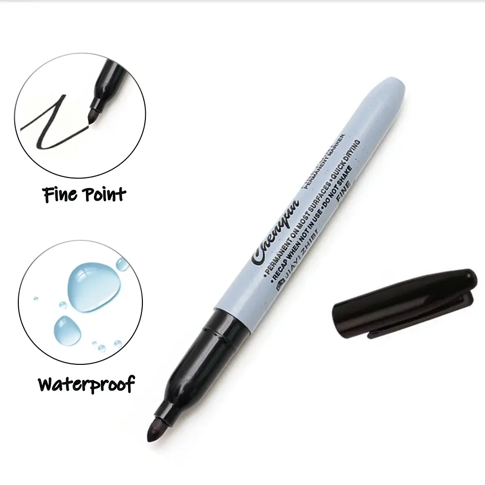 12pcs Black Permanent Marker P - مراجعة Correction Pen Fine وسعره