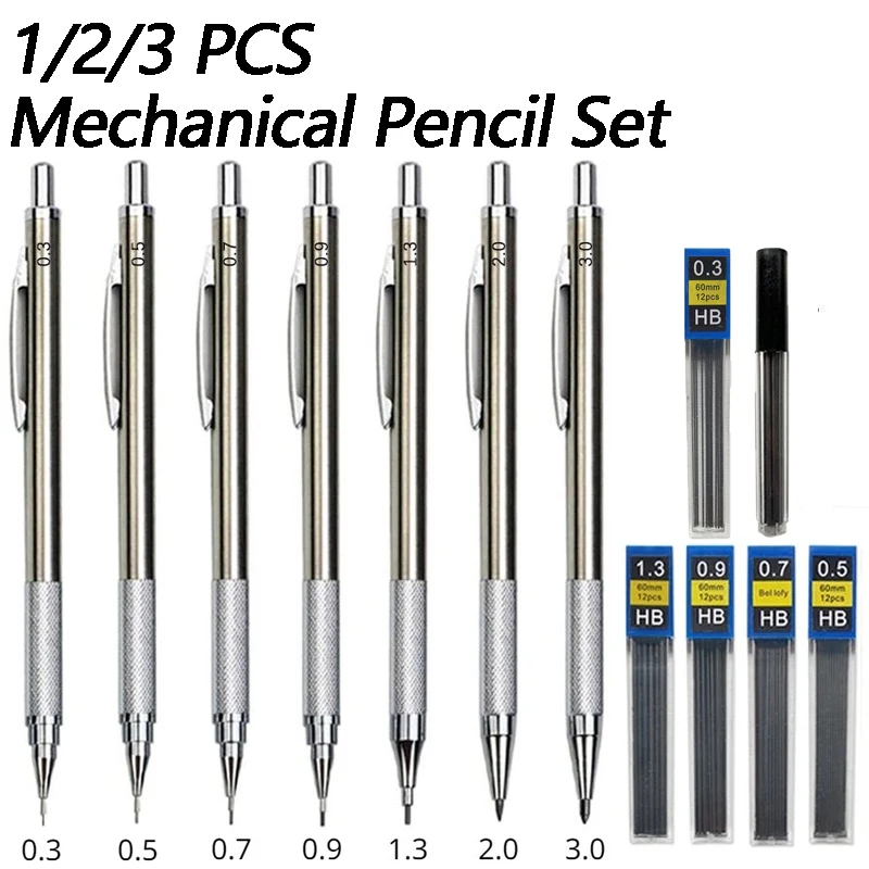 1/2/3 PCS Metal Drawing Pencil - مراجعة Mechanical Pencil 0.3 وسعره